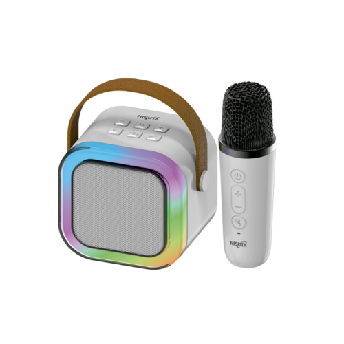 parlante portatil bt con microfono para karaoke y rgb