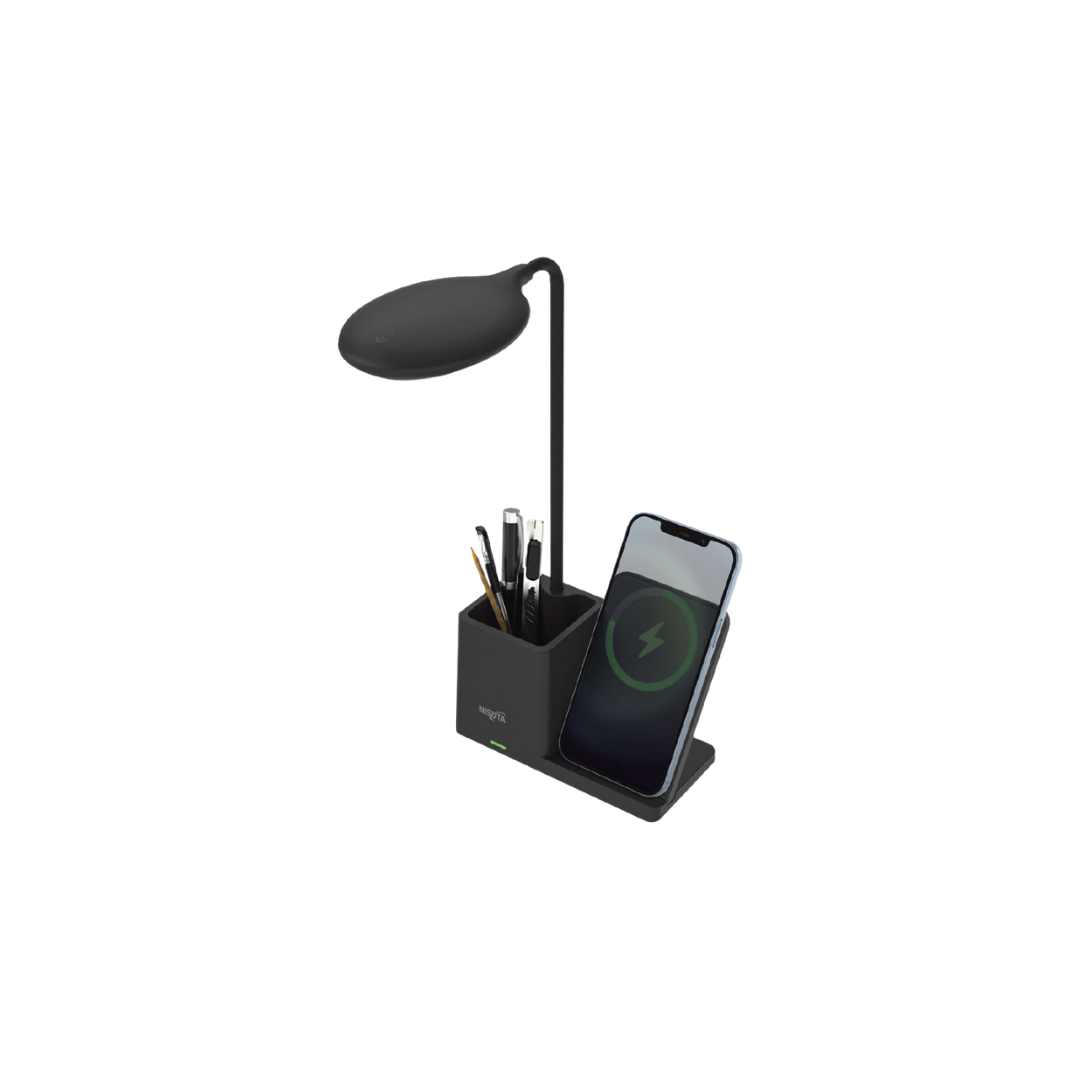 cargador inalambrico de 15w con lampara y portalapices cargador inalambrico de 15w con lampara y portalapices