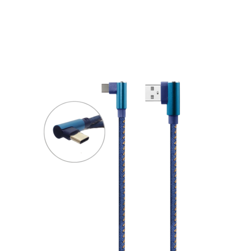 cable usb a usb c 1m de 2.4a con conector a 90 grados