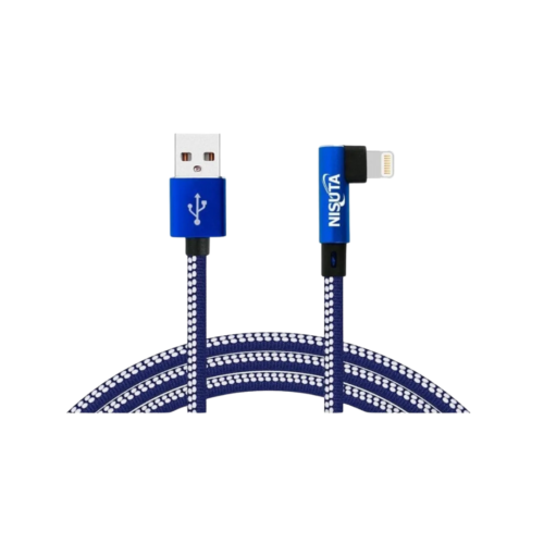 cable micro usb iphone 1m de 2.1a con conector a 90 y malla de tela