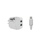 cargador de celular con 2 puertos usb de 2.4a y cable usb iphone de 1m