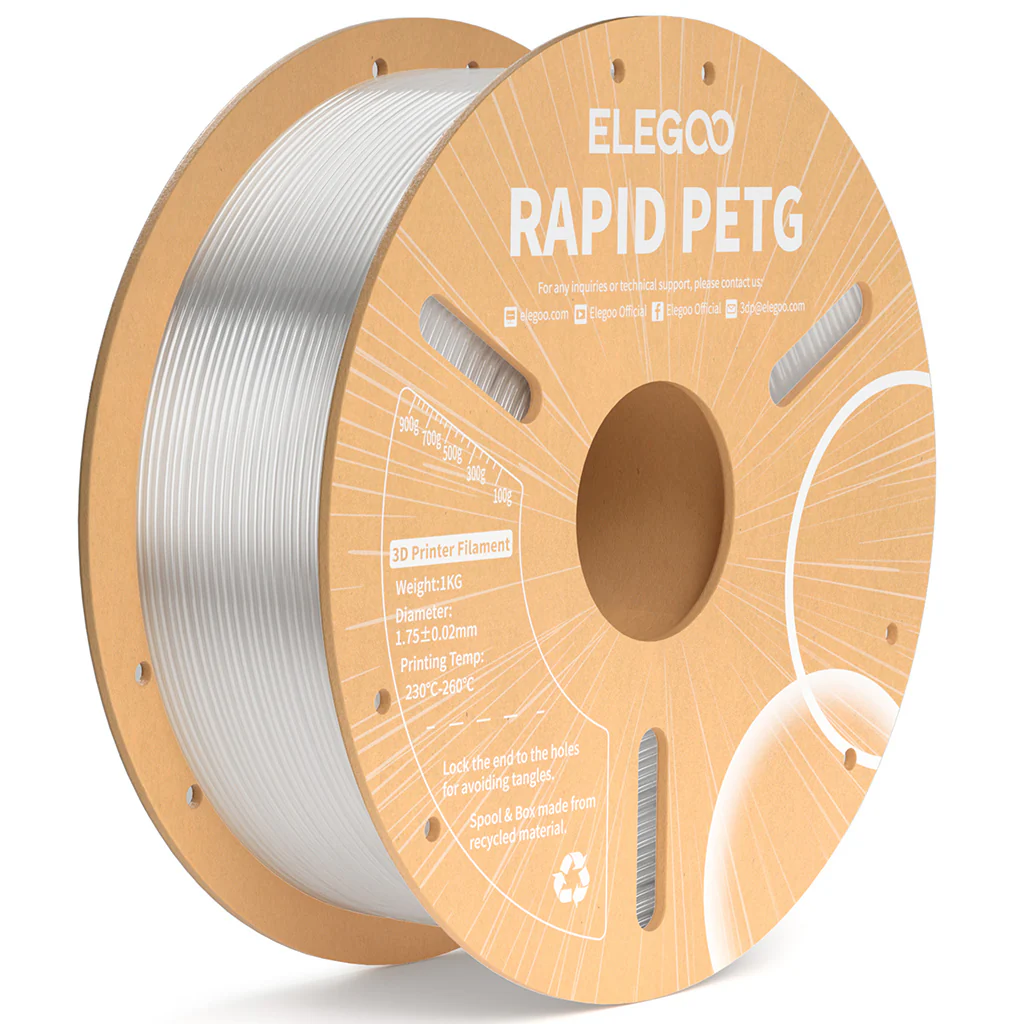 filamento elegoo petg rapida 1.75mm 1kg traslucido filamento elegoo petg rapida 1.75mm 1kg traslucido