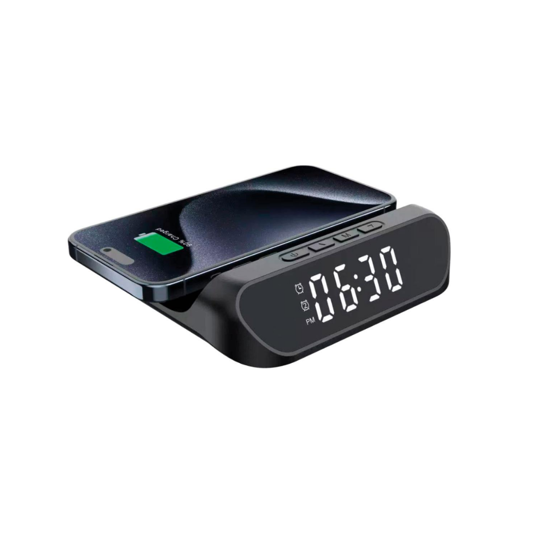 reloj despertador con carga inalambrica netmak reloj despertador con carga inalambrica netmak