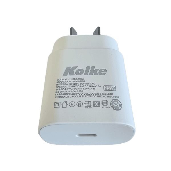 cargador kolke usb a 220v carga rapida 25w usb c bl s cabl kolke cargador kolke usb a 220v carga rapida 25w usb c bl s cabl kolke