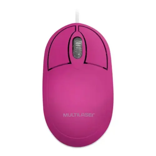 mouse clasico multilaser optico usb con cable rosa kolke