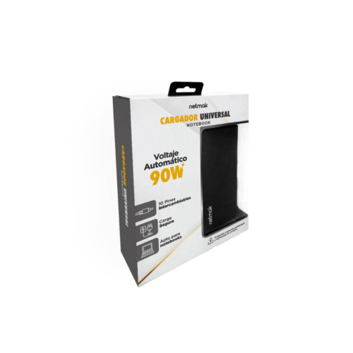 cargador de notebook automatico universal 90w 10pines inlcuye cables netmak